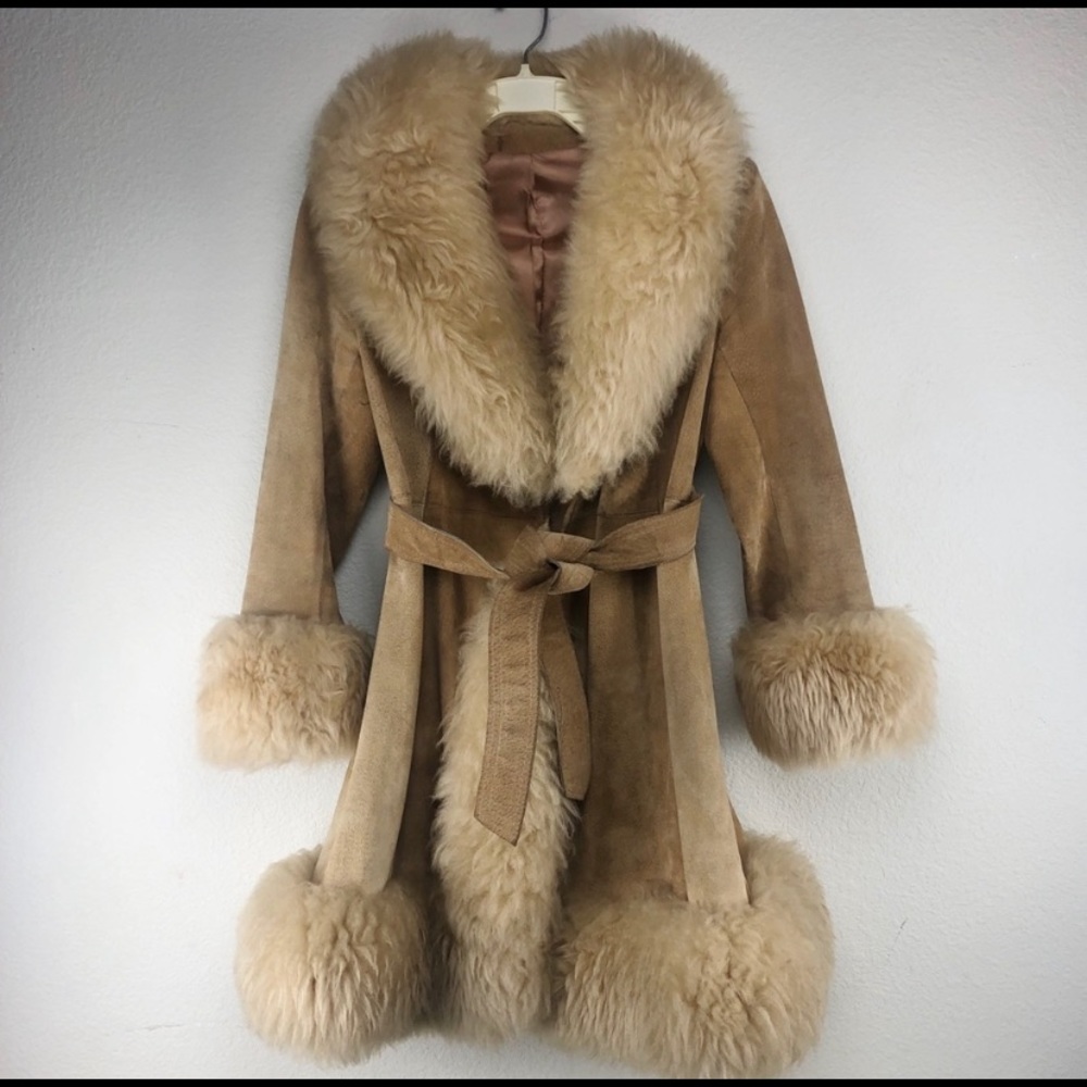 Penny Lane authentic vintage fur lined suede coat